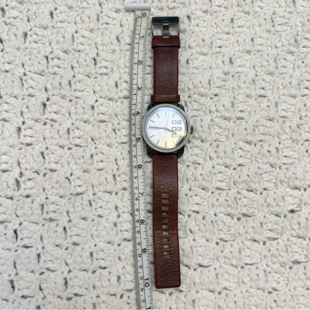 Diesel Oversized Grayed Out Black Dial with‎ Brown Leather Strap Watch Men’s